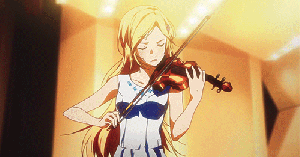 The intense music playing of Kaori Photo from Tumblr